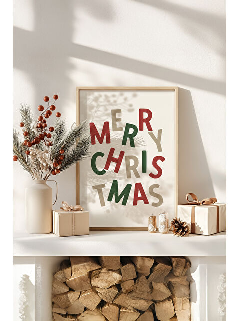 Artavessa Tek Parça Gerçek Ham Ahşap Çerçeveli Yılbaşı(New Year) Temalı Tablo - Model 28 - NWYEARSNGMDL28-3348