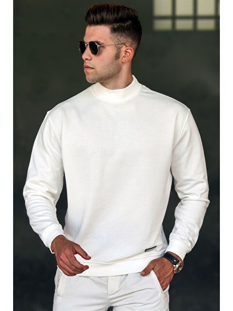 Madmext Beyaz Balıkçı Yaka Sweatshırt 5301 - S000061992-20063
