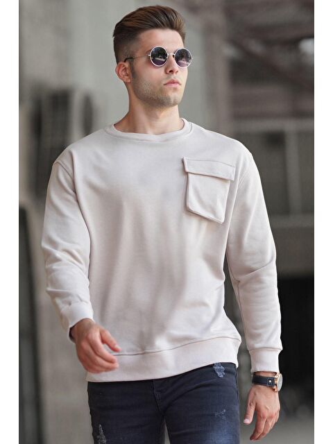Madmext Bej Bisiklet Yaka Sweatshirt 5320 - S000062869-19928