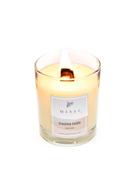 Missi Ahşap Fitilli Oud Vanilya Kokulu Ekru Çıtırtılı Vegan Mum (Crackling) - S000292398-19965