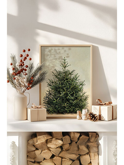 Artavessa Tek Parça Gerçek Ham Ahşap Çerçeveli Yılbaşı(New Year) Temalı Tablo - Model 64 - NWYEARSNGMDL64-3348