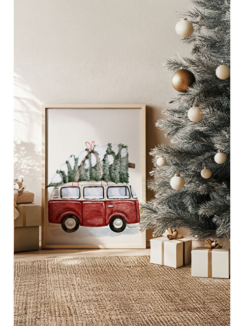 Artavessa Tek Parça Gerçek Ham Ahşap Çerçeveli Yılbaşı(New Year) Temalı Tablo - Model 67 - NWYEARSNGMDL67-3348