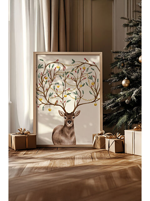 Artavessa Tek Parça Gerçek Ham Ahşap Çerçeveli Yılbaşı(New Year) Temalı Tablo - Model 69 - NWYEARSNGMDL69-5070