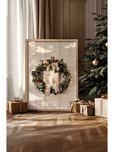 Artavessa Tek Parça Gerçek Ham Ahşap Çerçeveli Yılbaşı(New Year) Temalı Tablo - Model 93 - NWYEARSNGMDL93-3348