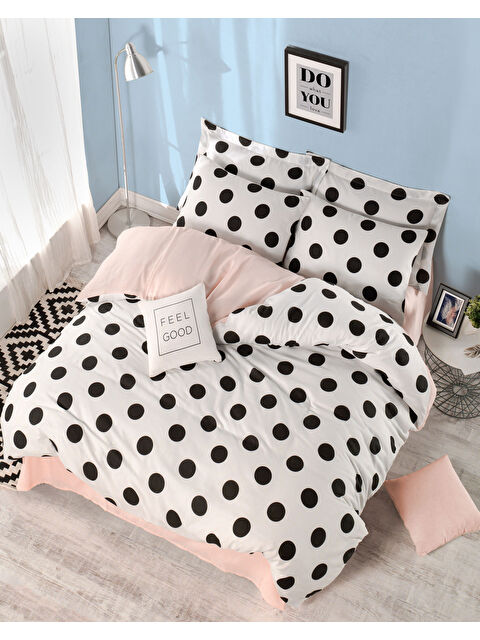 UPSTYLE Kolay Ütülenir Nevresim Takımı Tek Kişilik Mixpuan Beyaz-Somon - S000292423-20063