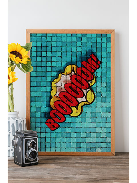 Artavessa Tek Parça Gerçek Ham Ahşap Çerçeveli Popart Mosaic Çizgili Tablo - Model 8 - POPMOSAIC8-3348