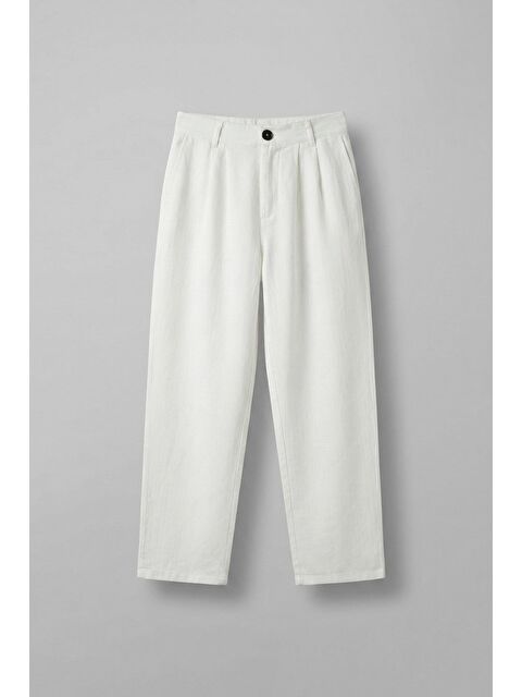 Abluka Online Erkek Beli Lastikli Desenli Baggy Pantolon Beyaz - S000487356-20063