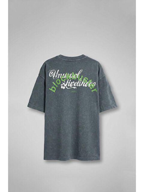 Abluka Online Erkek Oversize Premium Yıkamalı T-Shirt Füme - S000378319-33408