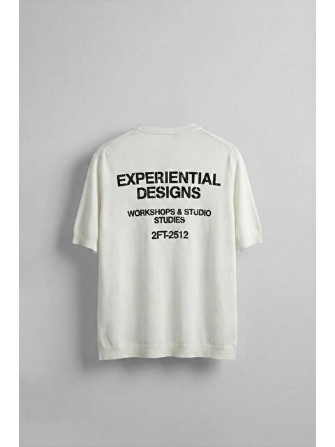 Abluka Online Erkek Kabartma Baskılı Esnek Regular Fit Triko T-Shirt Beyaz - S000365686-20063