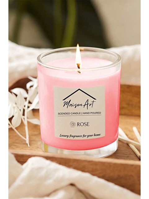 Maison Art Scended | Ferah Gül Kokulu Cam Bardak Mum | Dekoratif Mumluk - S000077164-20024