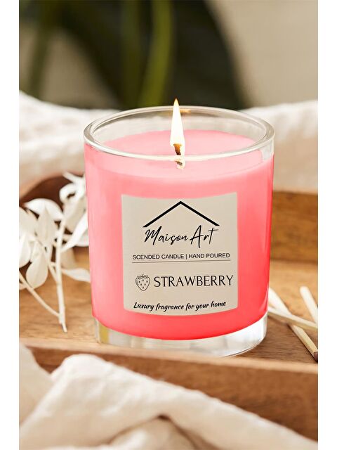 Maison Art Scended | Çilek Kokulu Cam Bardak Mum | Dekoratif Mumluk - S000077158-20024