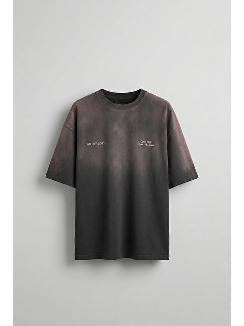 Abluka Online Erkek Yıkamalı Premium Kumaş Oversize T-Shirt Kahverengi - S000378101-19413