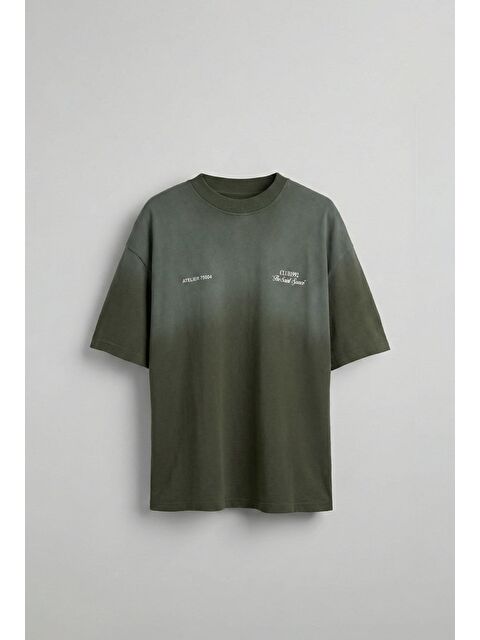 Abluka Online Erkek Yıkamalı Premium Kumaş Oversize T-Shirt Yeşil - S000378101-18194