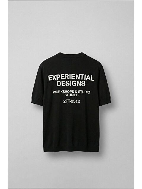 Abluka Online Erkek Kabartma Baskılı Esnek Regular Fit Triko T-Shirt Siyah - S000365686-19351