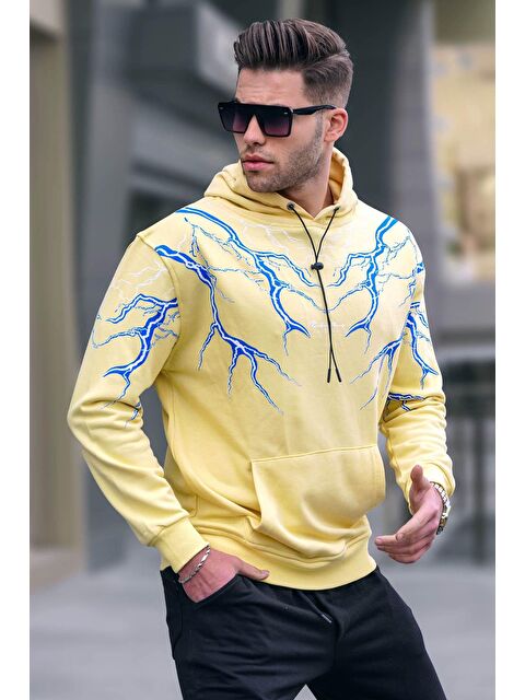Madmext Sarı Baskılı  Erkek Hoodie 5286 - S000062872-20072