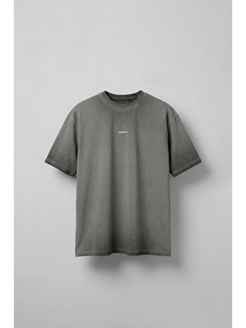 Abluka Online Erkek Oversize Yuvarlak Yaka Yıkamalı Catch T-Shirt Antrasit - S000203060-29666
