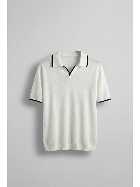 Abluka Online Erkek Polo Yaka Triko T-Shirt Ekru - S000161030-19965