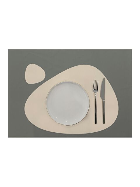 Asdiva Deri Amerikan Servis Supla Placemats Armut model Bej  2 Kişilik 4 Parça - S000348619-19928