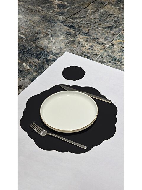 Asdiva Deri Amerikan Servis Supla Placemats Dalga model Siyah 2 Kişilik 4 Parça - S000348619-15542