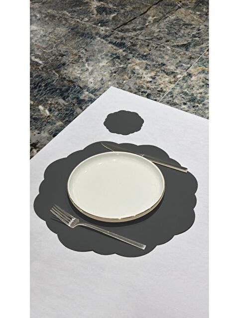 Asdiva Deri Amerikan Servis Supla Placemats Dalga model Antrasit 2 Kişilik 4 Parça - S000348619-37188