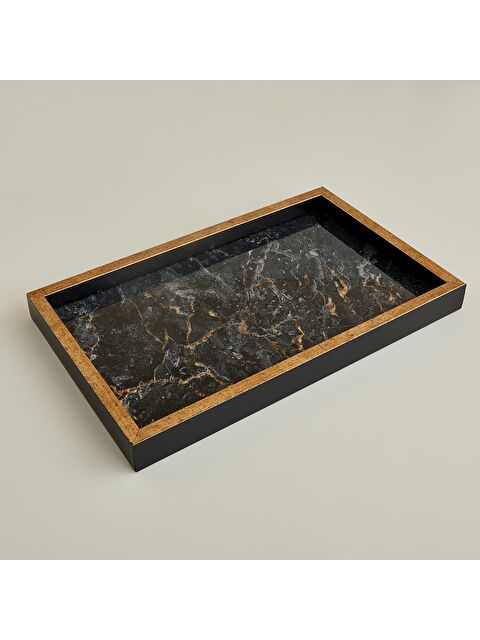 Bella Maison Marmo Dekoratif CamTepsi Siyah (22x37 cm) - S000129081-19351