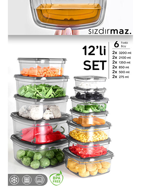 Meleni Home 12'li Kare Erzak Saklama Kabı Seti