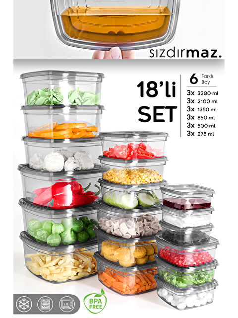 Meleni Home 18'li Kare Erzak Saklama Kabı Seti