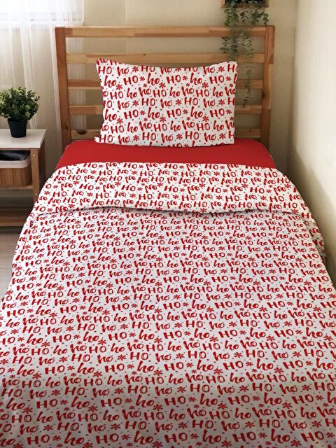 Evmila Çift Taraflı Yılbaşı Özel Desenli Çarşafsız 2'li Takım Baskılı Tek Kişilik Nevresim Takımı - S000104114-23173