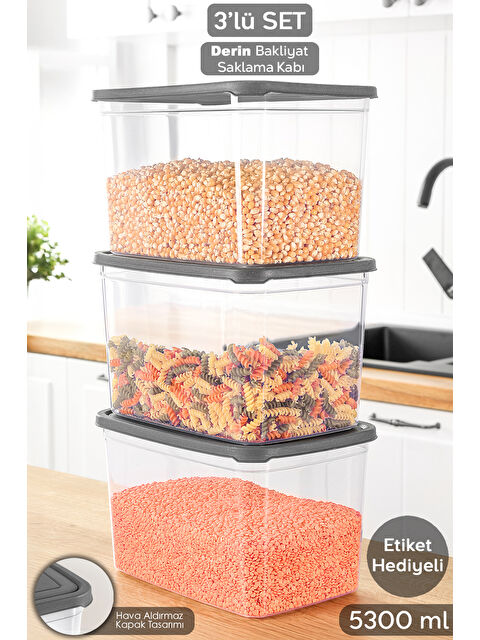 Meleni Home 3 Adet Erzak Saklama Kabı 5300 ml