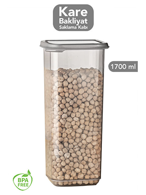 Meleni Home 1 Adet Kapaklı Kare Erzak Gıda Saklama Kabı 1700 ml