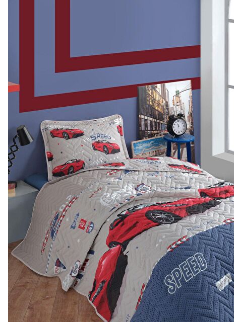 Nordqueen %100 Pamuk Tek Kişilik Yatak Örtüsü Seti Speed Kırmızı - S000059736-20045