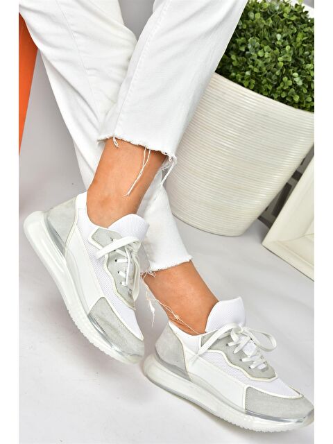 Fox Shoes P973516802 Beyaz/Gri Kadın Sneakers