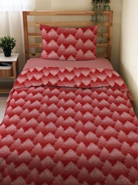 Evmila Çift Taraflı Yılbaşı Özel Desenli Çarşafsız 2'li Takım Baskılı Tek Kişilik Nevresim Takımı - S000104121-23173