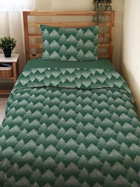 Evmila Çift Taraflı Yılbaşı Özel Desenli Çarşafsız 2'li Takım Baskılı Tek Kişilik Nevresim Takımı - S000104131-23173