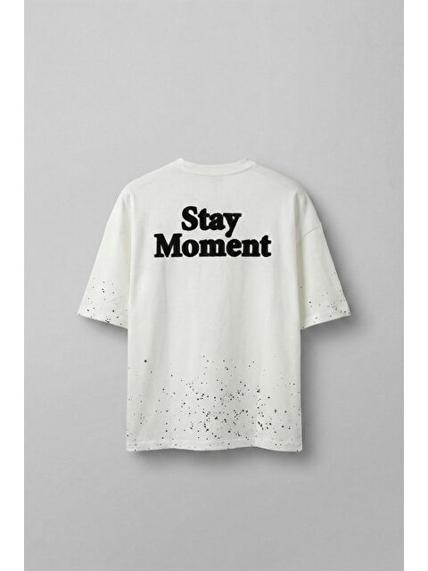 Abluka Online Erkek Oversize Dokulu Baskılı %100 Pamuk T-Shirt Beyaz - S000144339-20063