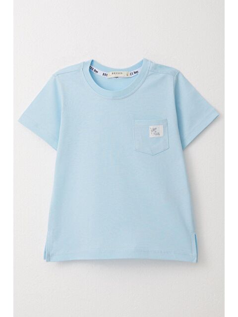 Breeze Erkek Çocuk Tişört Cool Yazı Armalı Cepli Açık Mavi (1.5-5 Yaş) - S000160094-17437