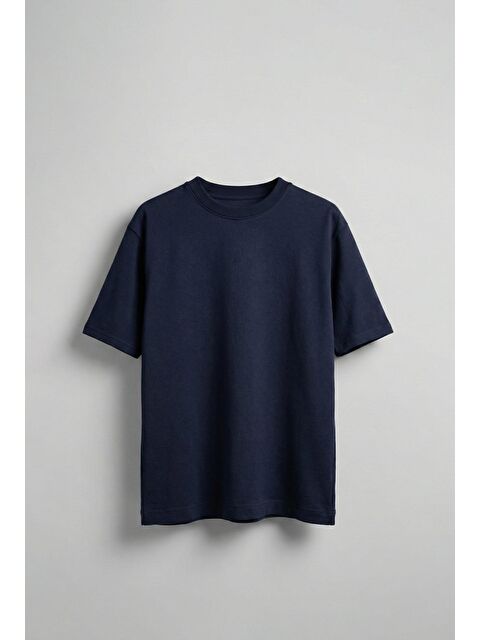 Abluka Online Erkek Oversize Premium Kumaş Gramajlı Basic T-Shirt Lacivert - S000295283-21164