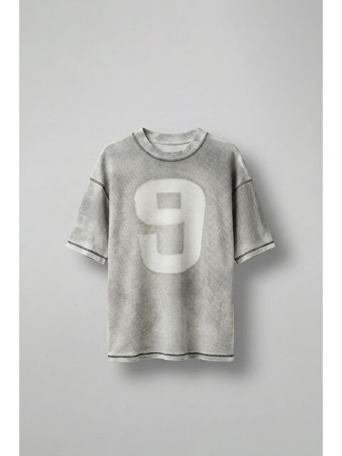 Abluka Online Erkek Dikiş Detaylı Waffle Kumaş Oversize T-Shirt Beyaz - S000362437-20063