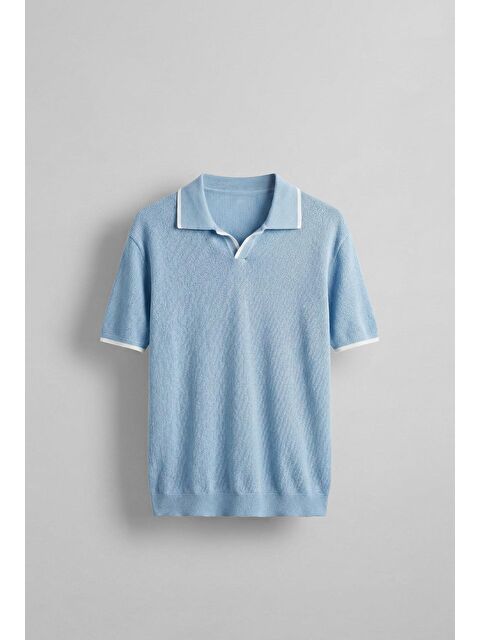 Abluka Online Erkek Polo Yaka Triko T-Shirt Mavi - S000161030-17234