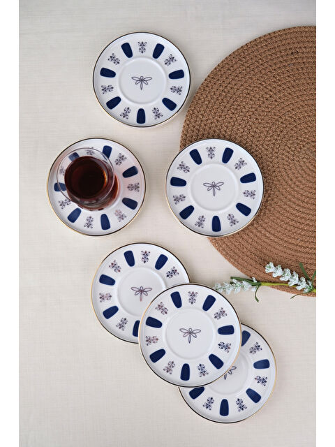 TABAK EVİ Porselen Acem Zade Lacivert Çay Tabağı 11,8cm 6 lı - S000449581-37243