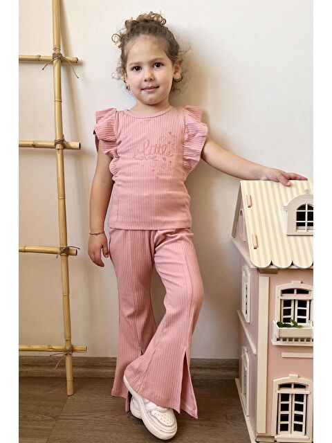 Breeze Kız Çocuk Taytlı Pantolon Takım Yazı Nakışlı Paçası Yırtmaçlı Gülkurusu (2-3 Yaş) - S000352700-20028