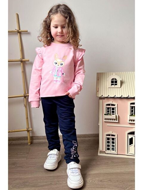 Breeze Kız Çocuk Eşofman Takım Sevimli Tavşancık Baskılı Pembe (3-8 Yaş) - S000355941-20024