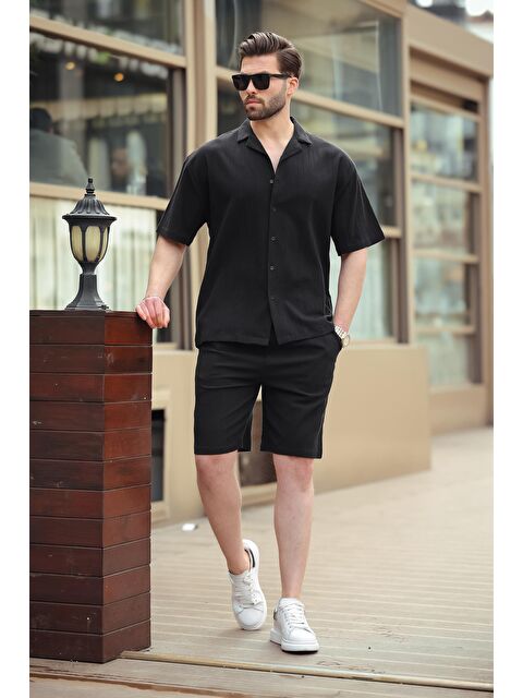 Madmext Siyah Basic Erkek Şort %100 Pamuk Takımı 6729 - S000148453-19351