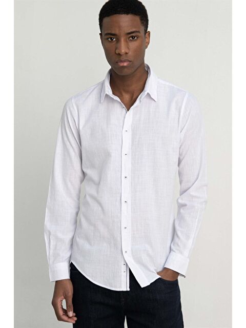 TUDORS Slim Fit Uzun Kollu Kırya Gömlek - TUDORS