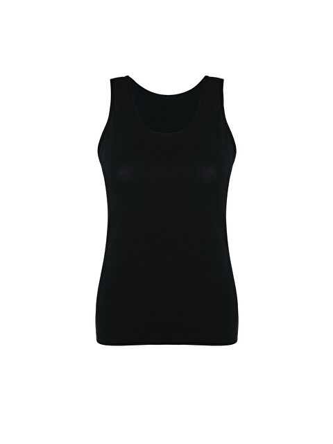 Tolin Kadın Geniş Askılı Pamuklu Likralı Siyah Atlet 1216S - S000075015-19351