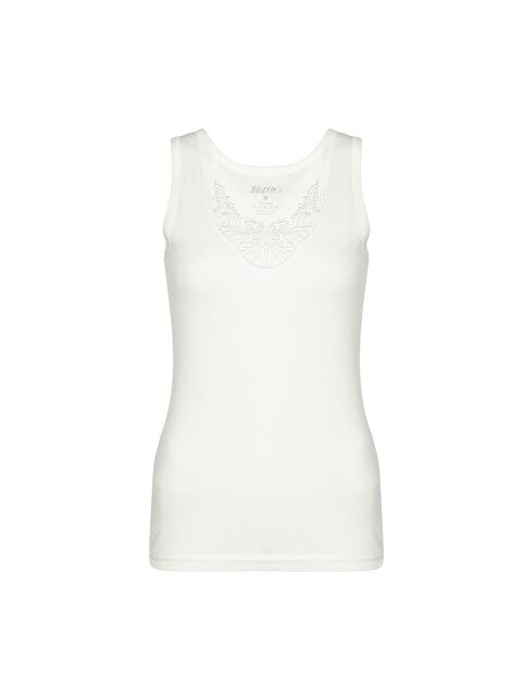 Tolin Kadın Geniş Askılı Pamuklu Güpürlü Krem Atlet 1215K - S000075016-19966