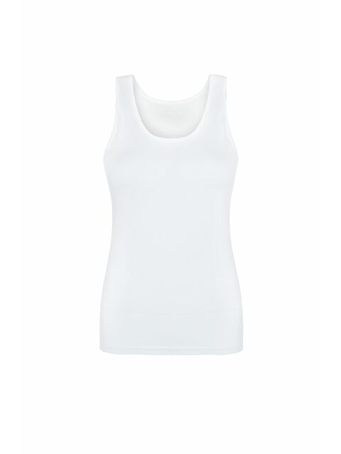 Tolin Kadın Geniş Askılı Pamuklu Likralı Beyaz Atlet 1216B - S000075018-20063