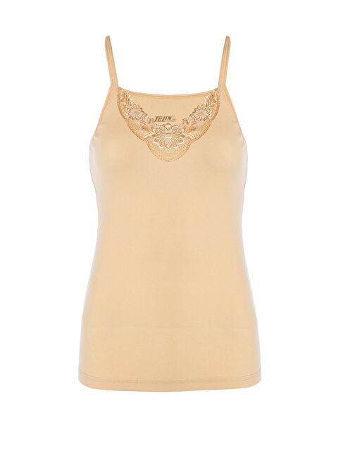 Tolin Kadın İp Askılı Pamuklu Güpürlü Ten Atlet 1222T - S000075020-26407