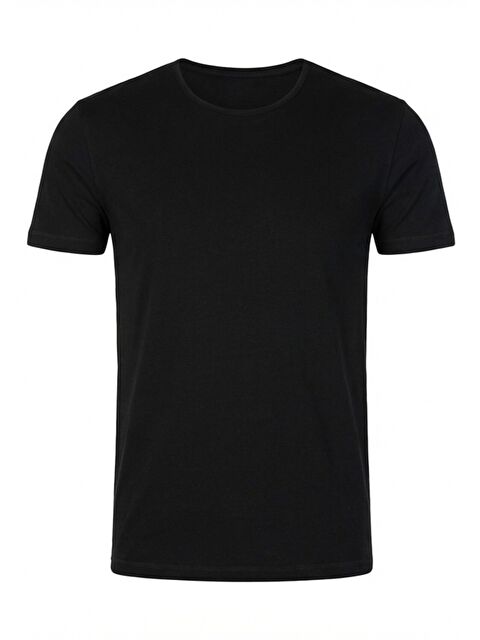 D'S damat Trendy Bisiklet Yaka T-shirt SİYAH