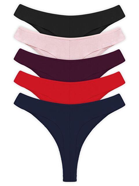 Cottonhill Basic Pamuklu Kadın Tanga 5'Li Paket Külot - S000400872-27074